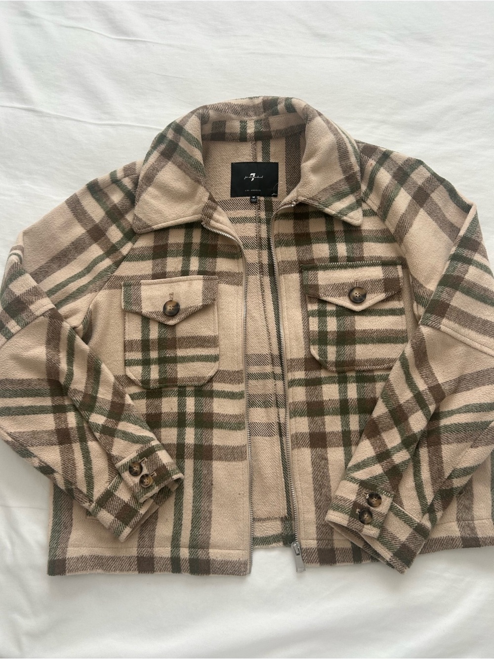 7 for All Mankind Plaid Zip-Front Jacket size M like new Fall colors